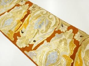 アンティーク　草花模様織出し袋帯（材料）